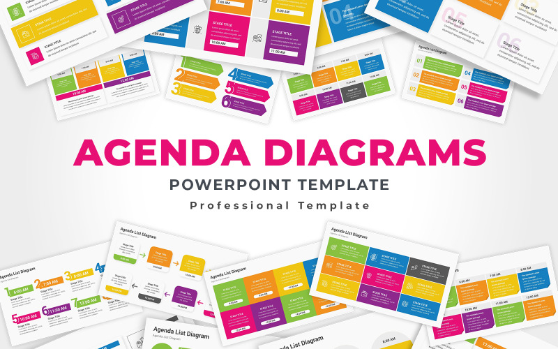 Agenda diagrams PowerPoint template PowerPoint Template