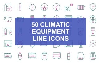 50 Climatic Equipment Line Two Color Icons