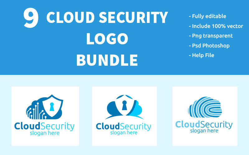 9 Cloud Security Logo Bundle Logo Template