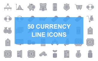 50 Currency Line Filled Icons