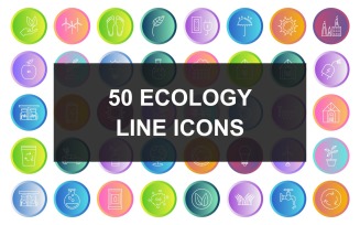 50 Ecology Line Gradient Round Icons