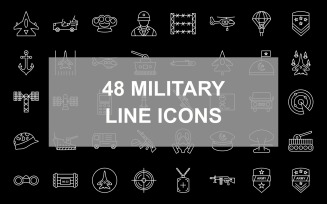 48 Military Line Inverted Icons