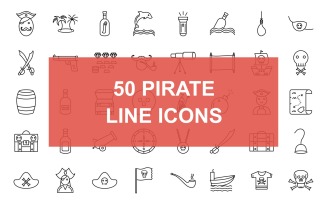 50 Pirate Line Back Icons