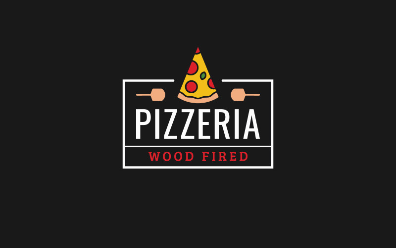 Pizzeria Logo. Linear of Pizza slice. Logo Template