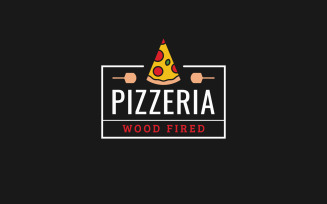 Pizzeria Logo. Linear of Pizza slice.