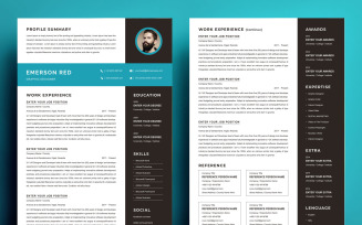 Resume Template Clean Resume CV Template - Emerson Red