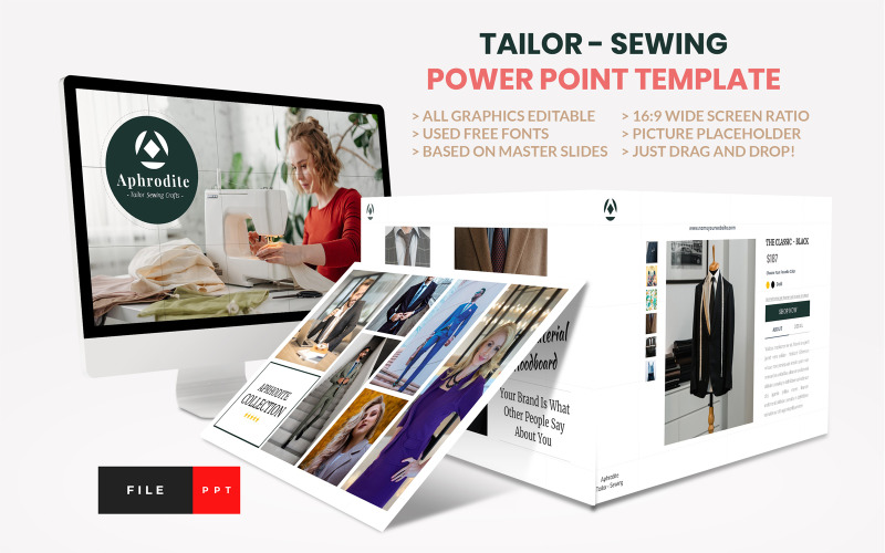 Tailor - Sewing Fashion Craft Power Point template PowerPoint Template