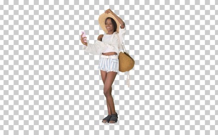 Smiling African American Woman Wearing Straw - Stock Video