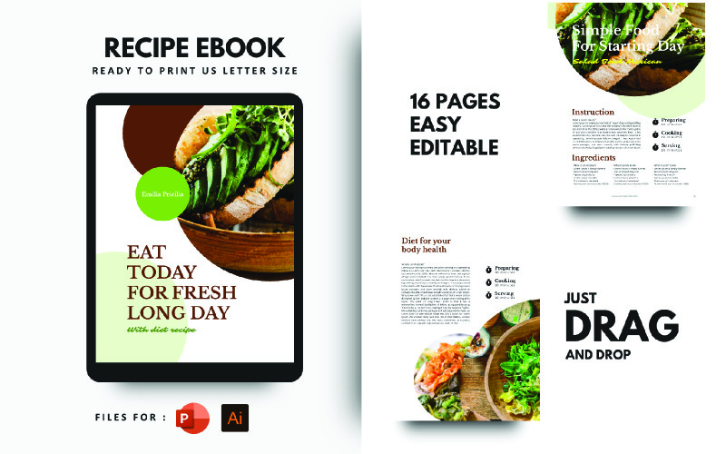 Diet Today Recipes eBook PowerPoint Presentation Template PowerPoint Template