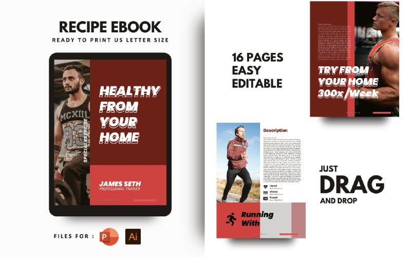 Fitness at Your Home eBook Powerpoint Template PowerPoint Template