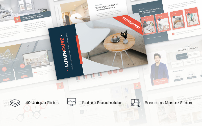 Luminouse - Furniture and Interior Design PowerPoint template PowerPoint Template