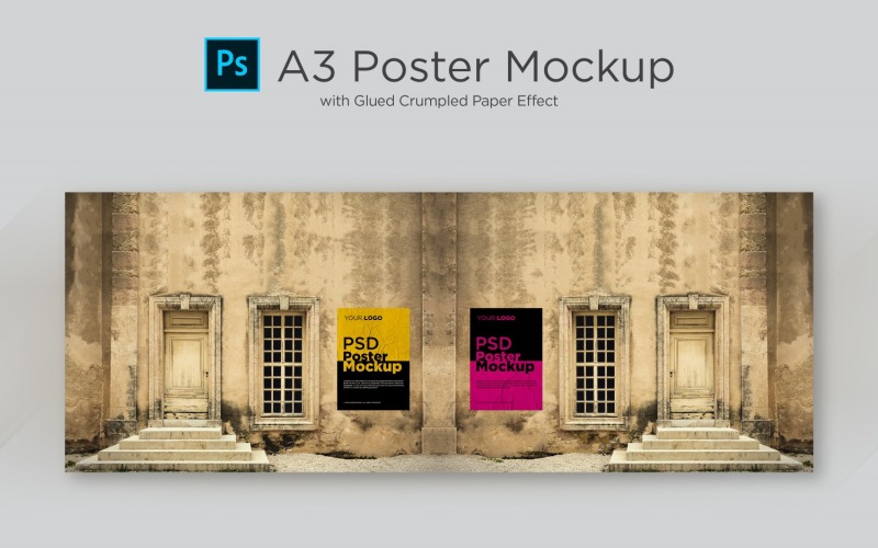 A3 Poster Crumpled Paper product mockup Product Mockup