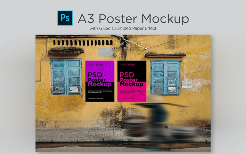 A3 Poster Mockup Crumpled Product Mockup