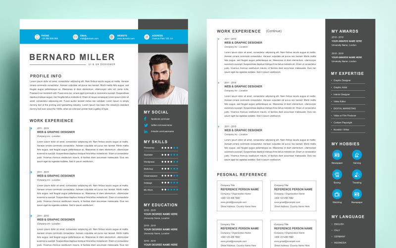 Bernard Miller - Professional Photographer Resume Templates