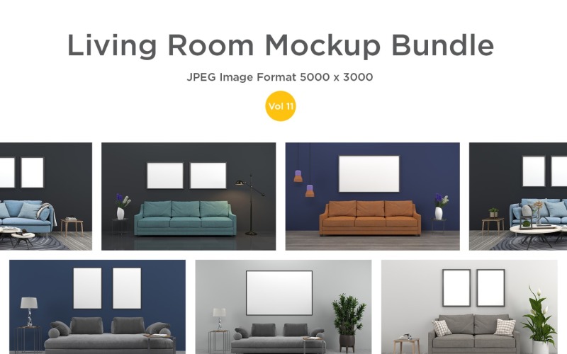 3D Rendered Interior Living Room Mockup Vol-11 Product Mockup
