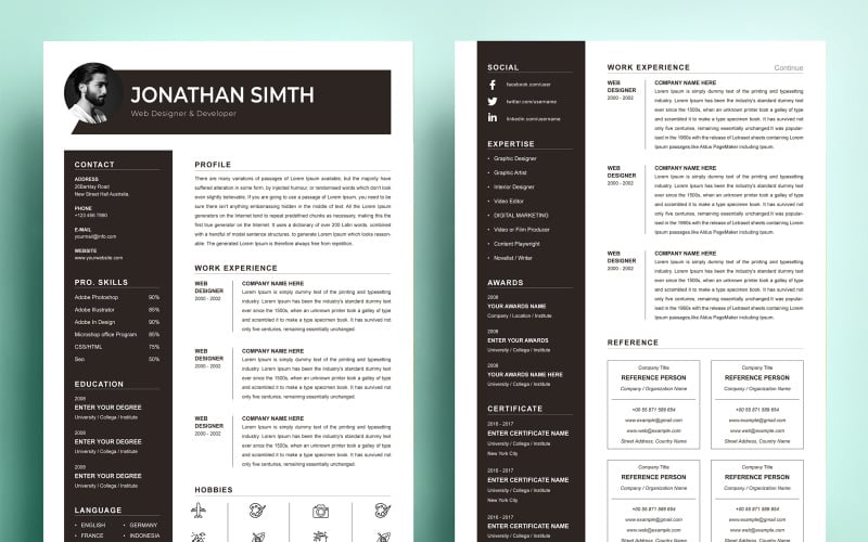Jonathan Smith - Web Developer Resume Resume Template