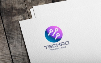 Tech Round Logo template