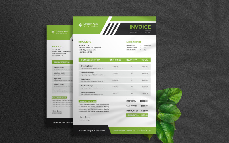 Creative Invoice Corporate Template Corporate Identity