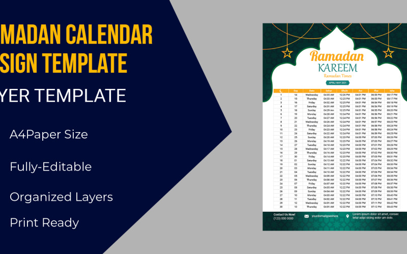 Ramadan schedule for Ifter, Prayer times 2021 Corporate identity template Corporate Identity