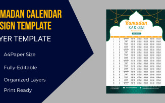 Ramadan schedule for Ifter, Prayer times 2021 Corporate identity template
