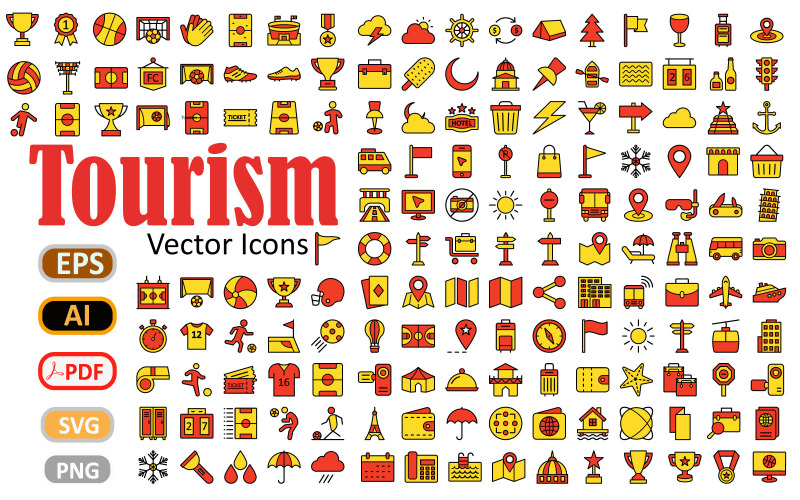 Tourism and Travel Vector Icon Icon Set