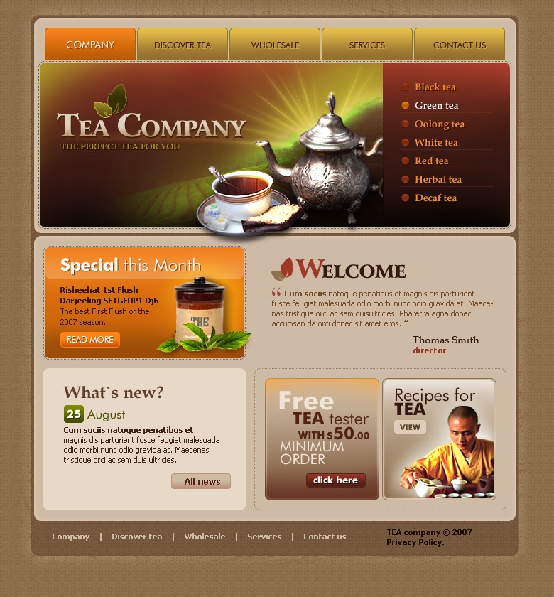 Tea Shop site Template 17236