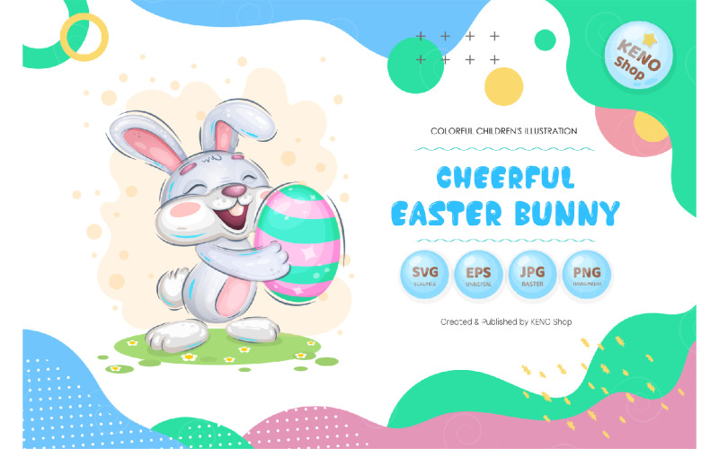 Cheerful easter bunny - Vector Image Vector Graphic