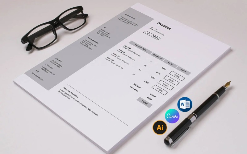 Customizable Invoice Template Design Corporate Identity