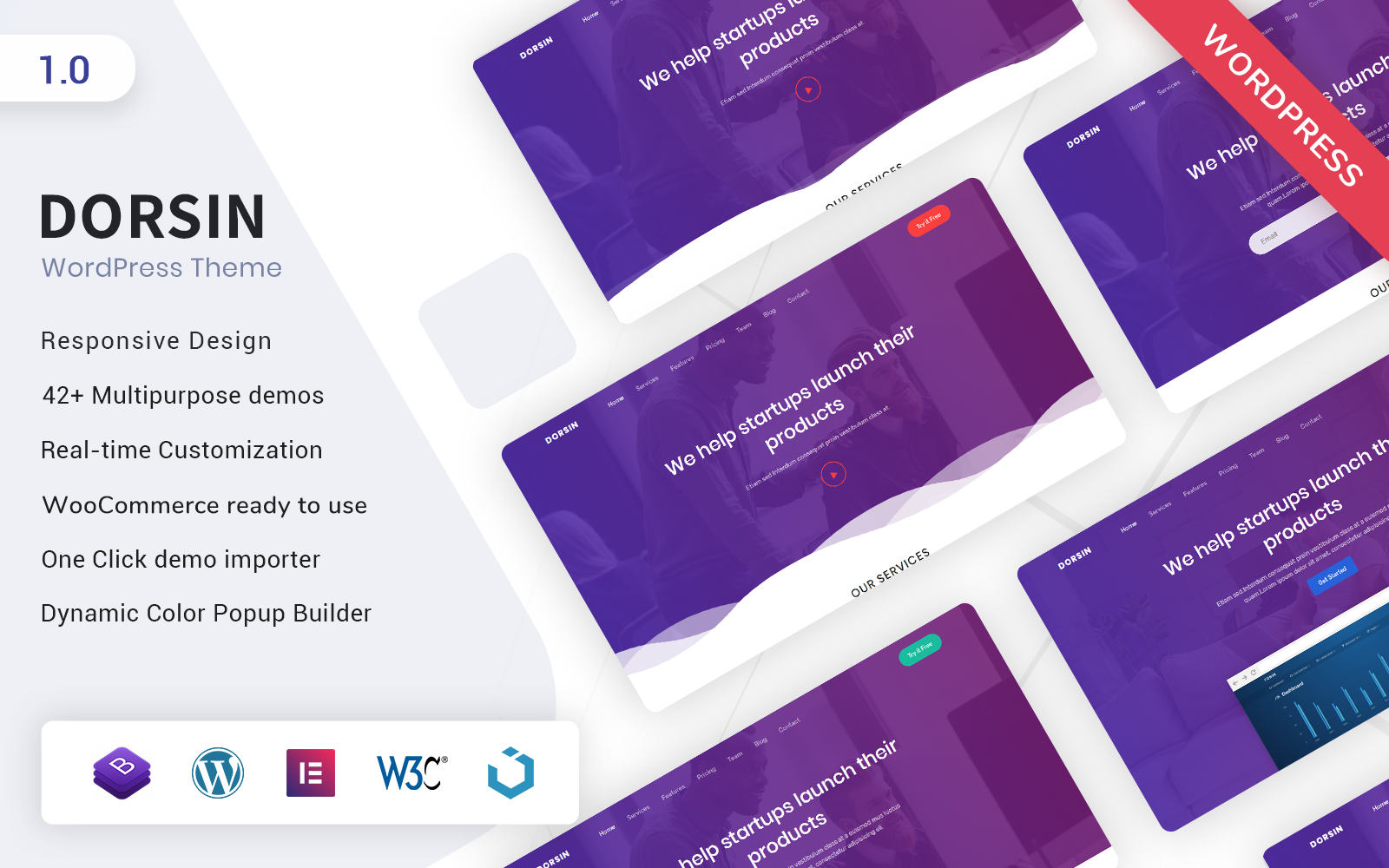 Reszponzív Dorsin - WordPress Landing Page Theme WordPress sablon 172076