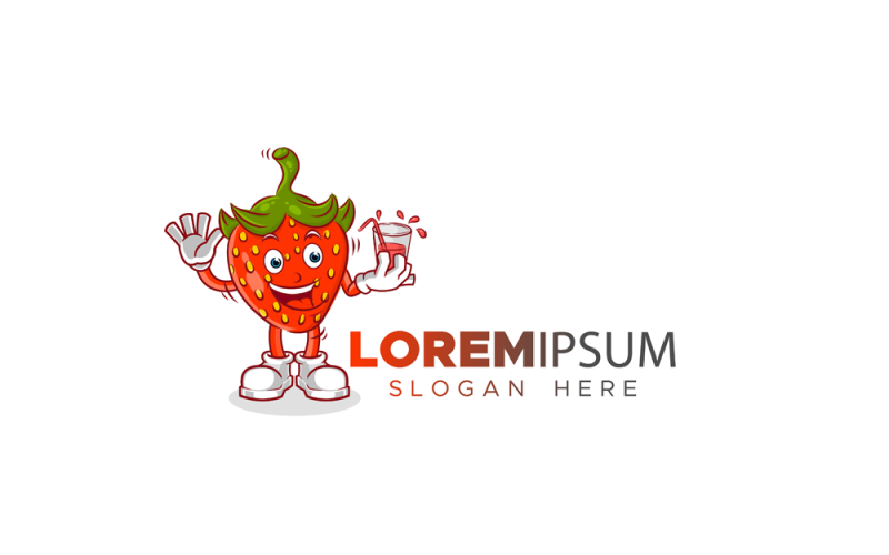 Strawberry Mascot Logo Template