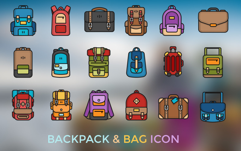 Backpack and Bag Icon Icon Set