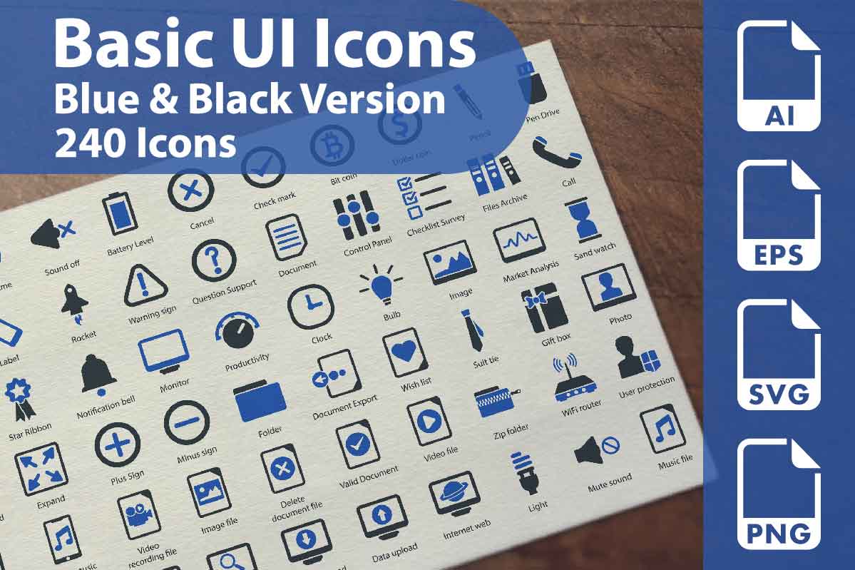 "Basic UI Icons" Iconset template №172277