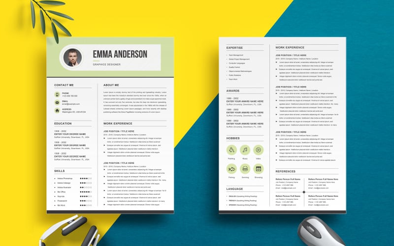Emma Anderson - Graphic Designer Resume Resume Template