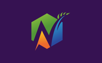 Letter N Wheat Logo Template
