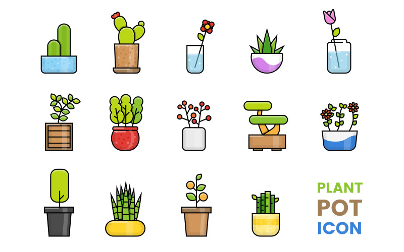 Plant Pot Iconset Template Icon Set