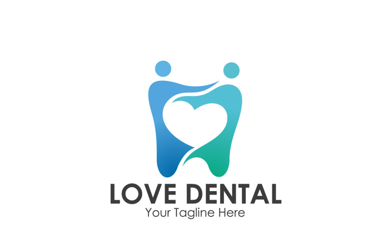 Teeth Forming Two Little Children With Heart Design Icon Logo Template