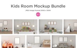 Kids Room Bedding Frames & Mockup Wall Set - 11