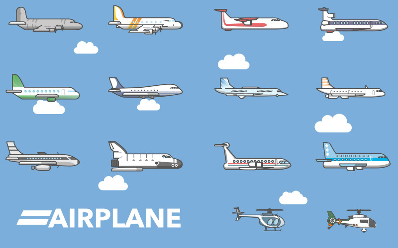 Airplane and Helicopter - Vector Images Vector Graphic