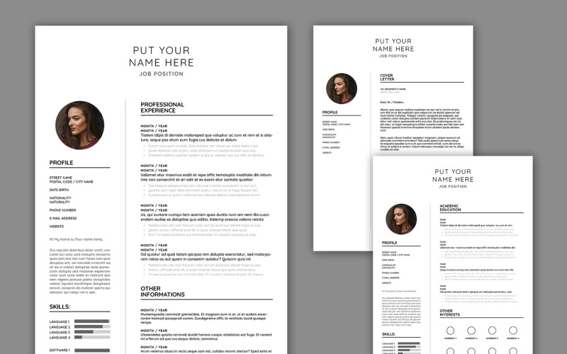 CV Resume + Cover Letter (A4+US) Resume Template