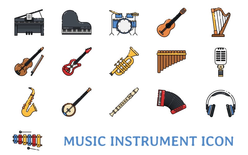 Music Instrument Iconset Template Icon Set