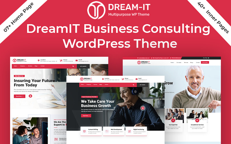 Reszponzív DreamIT - Business Consulting Service WordPress Theme WordPress sablon 172656