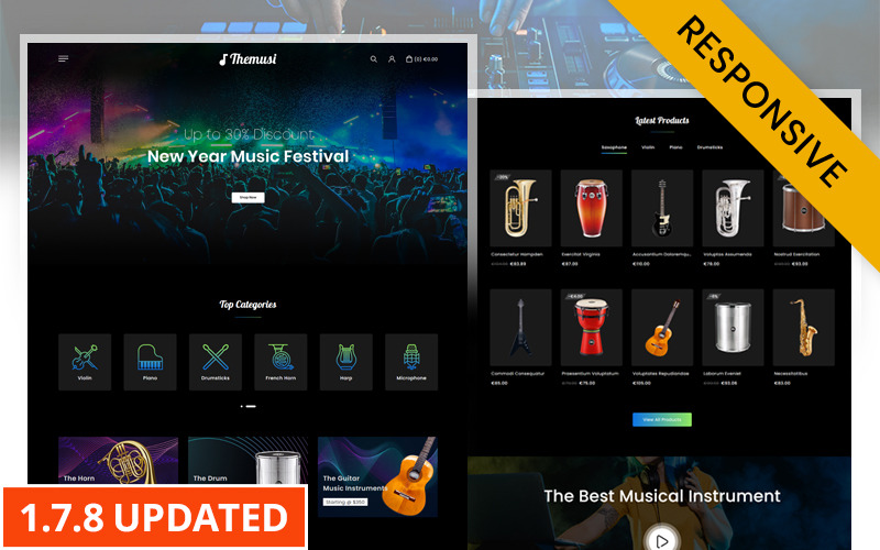 Themusi - Entertainment Night Club Store Prestashop Theme PrestaShop Theme