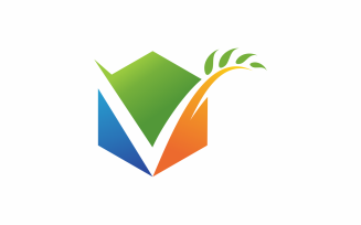 Letter v wheat Logo template