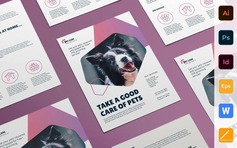 Ready-to-use Pet Grooming Care Flyer Template Corporate Identity