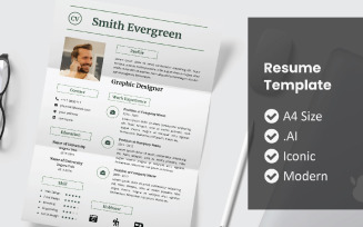 Resume Line Design Printable Template