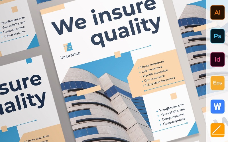 Professional Insurance Agency Poster Corporate Identity Template