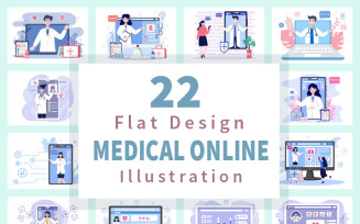 22 Online Doctor Medical Information Flat Design