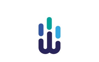 Blue Letter W Logo Template