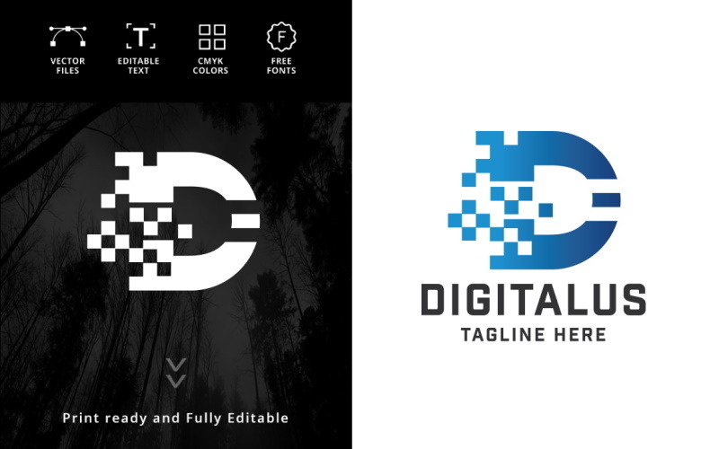 Digitalus Letter D Logo Template