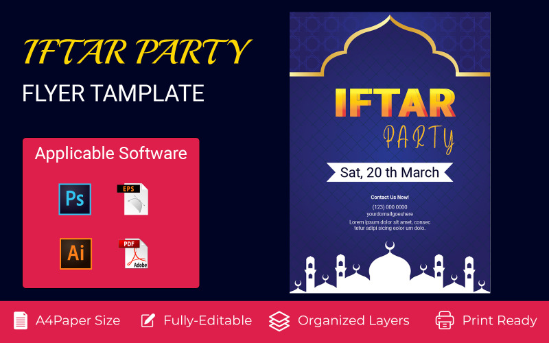 Abstract Iftar Party Invitation Poster Corporate Identity Design